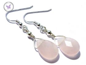 Rose Quartz Faceted Teardrop Earrings